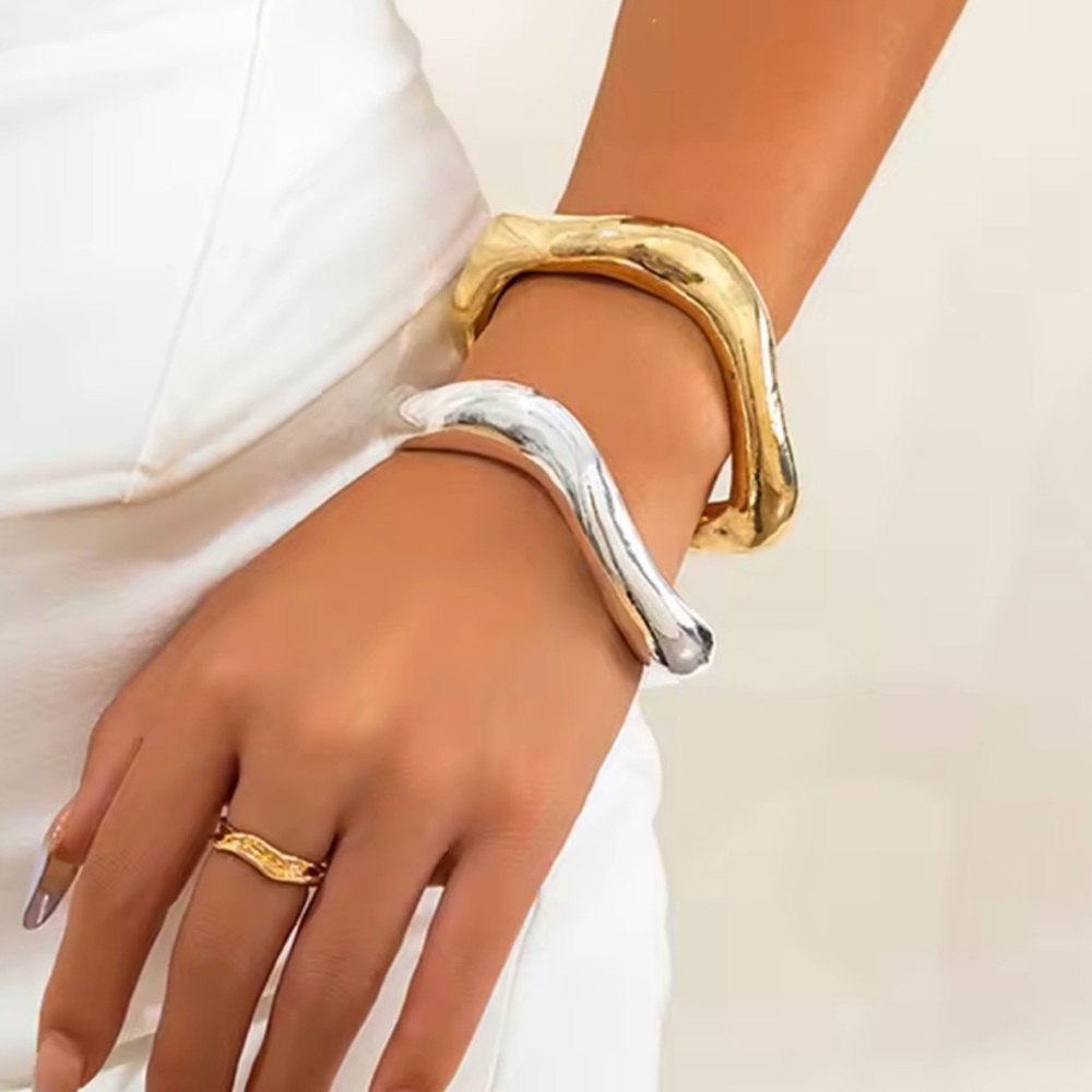 Silver Wave Cuff Bangle Bracelet-New-Gold available separate‎ listing